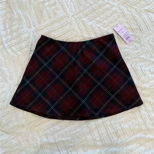 Wild Fable Plaid Mini Skirt - Burgundy and Navy
